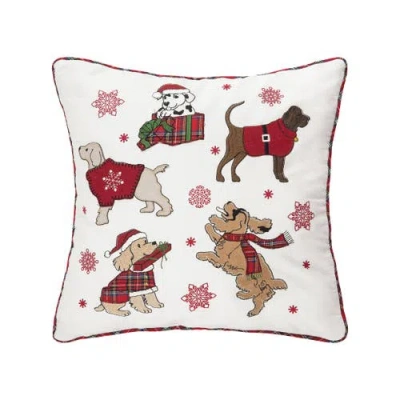 C & F Home C&f Home Festive Playful Dogs Embellished Christmas Throw Pillow, 18" X 18" In Multi