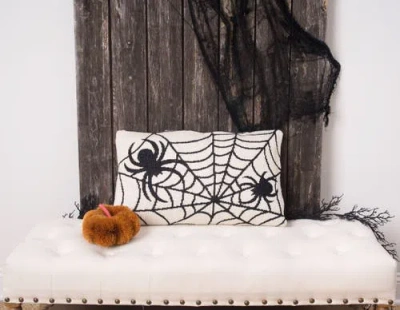 C & F Home C&f Home Halloween Spider Web Motif Accent Throw Pillow 16" X 24" In Neutral