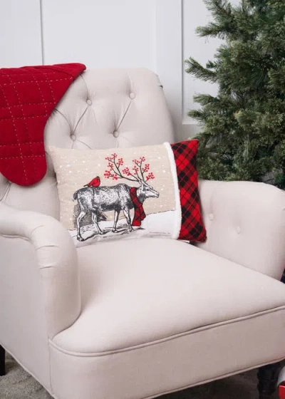 C & F Home C&f Home Christmas Deer Embroidered And Printed Throw Pillow, 13" X 18" In Animal Print