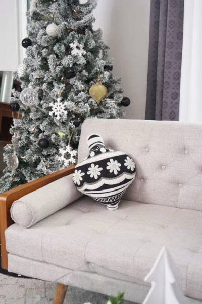 Carol & Frank Ornament Shaped Throw Pillow In Black