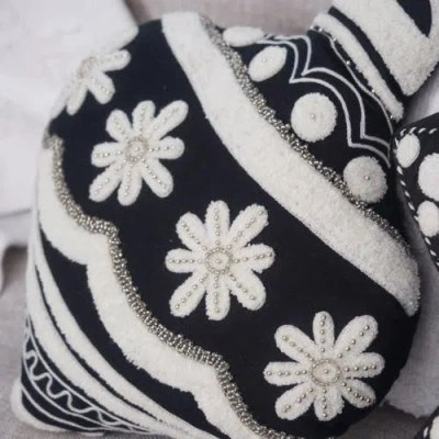 Carol & Frank Ornament Shaped Throw Pillow In Black