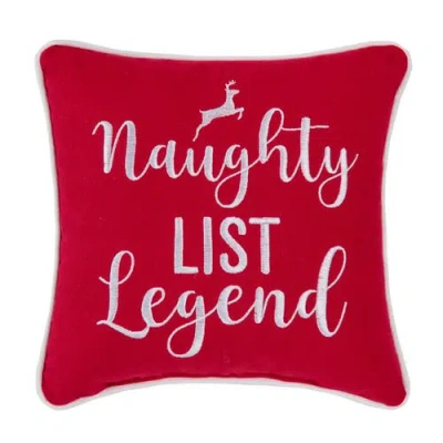 C & F Home C&f Home "naughty List Legend" Small Christmas Accent Pillow, 10" X 10" In Red