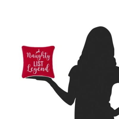 C & F Home C&f Home "naughty List Legend" Small Christmas Accent Pillow, 10" X 10" In Red