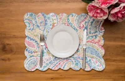 C & F Home C&f Home Maisie Cotton Quilted Reversible Placemats Set Of 6, 13" X 19" In Multi