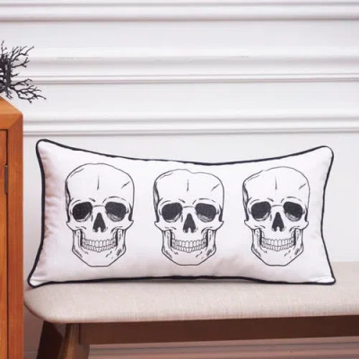 C & F Home C&f Home Triple Skully Skeletons Mini Cotton Blend Halloween Accent Pillow 12" X 24" In Multi