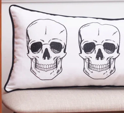 C & F Home C&f Home Triple Skully Skeletons Mini Cotton Blend Halloween Accent Pillow 12" X 24" In Multi
