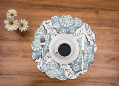 C & F Home C&f Home Harlan Round Placemats Set Of 6, 17" In Blue