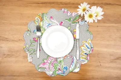 C & F Home C&f Home Frey Round Quilted Reversible Colorful Paisley Placemats Set Of 6, 17" In Multi