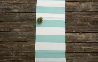 C & F Home C&f Home Cabana Sky Blue Stripes Table Runner 14" X 72" In Blue