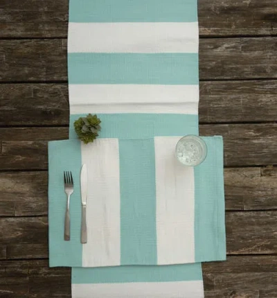 C & F Home C&f Home Cabana Sky Blue Stripes Table Runner 14" X 72" In Blue