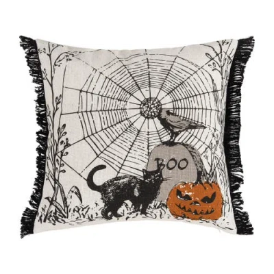 C & F Home C&f Home Jol Boo Spider Web Halloween Printed Throw Pillow, 18" X 18" In Gray