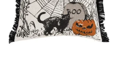 C & F Home C&f Home Jol Boo Spider Web Halloween Printed Throw Pillow, 18" X 18" In Gray