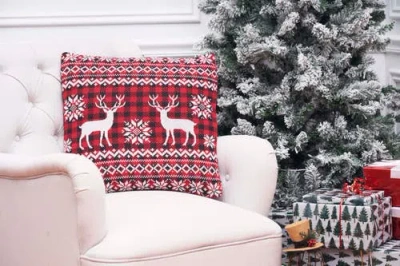 C & F Home C&f Home Deer Christmas Throw Pillow, 20" X 20" In Red