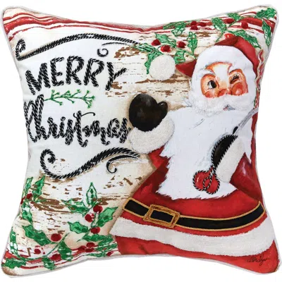 C & F Home C&f Home Merry Christmas Santa Printed And Embroidered Throw Pillow, 18" X 18" In Multi
