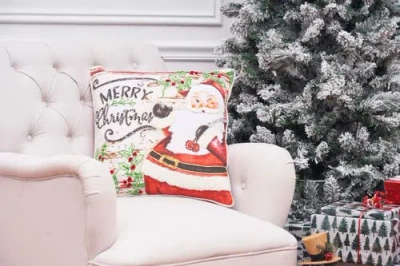 C & F Home C&f Home Merry Christmas Santa Printed And Embroidered Throw Pillow, 18" X 18" In Multi