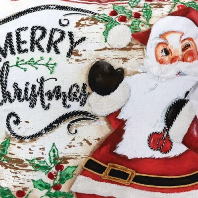 C & F Home C&f Home Merry Christmas Santa Printed And Embroidered Throw Pillow, 18" X 18" In Multi