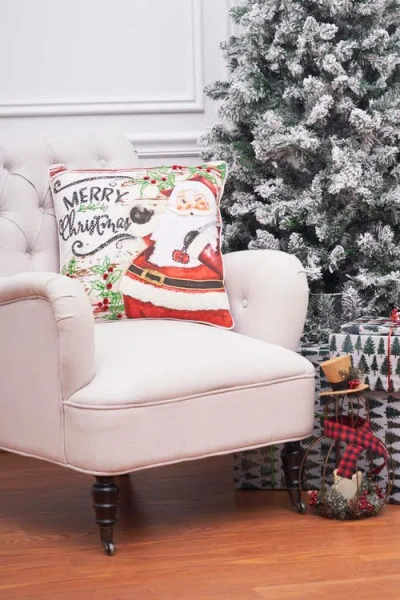 C & F Home C&f Home Merry Christmas Santa Printed And Embroidered Throw Pillow, 18" X 18" In Multi