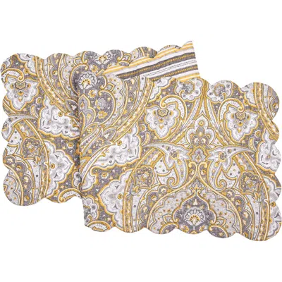 C & F Home C&f Home Shay Damask Table Runner 14" X 51" In Yellow