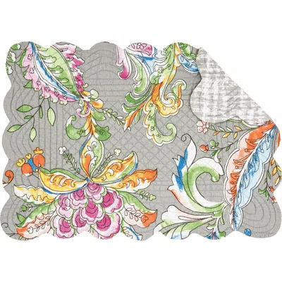 C & F Home C&f Home Frey Quilted Reversible Colorful Paisley Placemats Set Of 6, 13" X 19" In Gray
