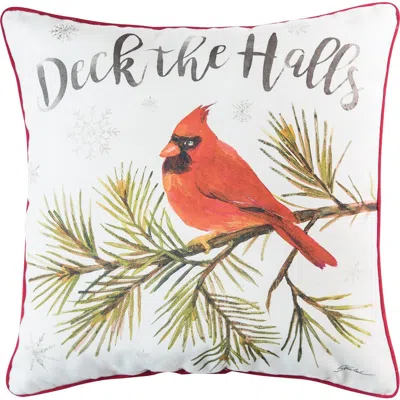 C & F Home C&f Home Deck The Halls Cardinal Christmas Printed Throw Pillow, 18" X 18" In Multi
