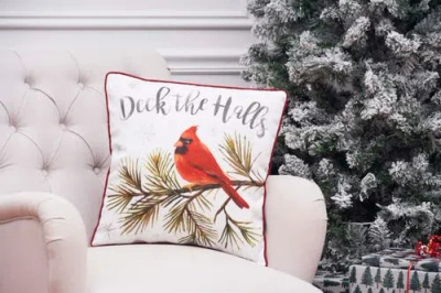 C & F Home C&f Home Deck The Halls Cardinal Christmas Printed Throw Pillow, 18" X 18" In Multi