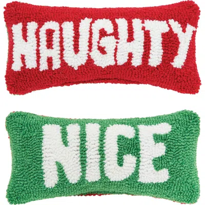 C & F Home C&f Home Christmas "naughty" & "nice" Hooked Small/petite Accent Pillow, 6" X 12" In Multi
