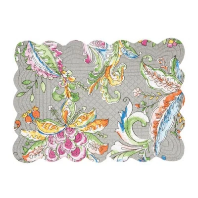 C & F Home C&f Home Frey Quilted Reversible Colorful Paisley Placemats Set Of 6, 13" X 19" In Gray