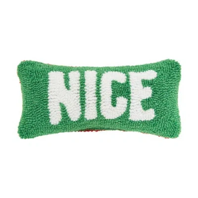 C & F Home C&f Home Christmas "naughty" & "nice" Hooked Small/petite Accent Pillow, 6" X 12" In Multi
