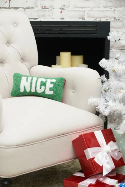 C & F Home C&f Home Christmas "naughty" & "nice" Hooked Small/petite Accent Pillow, 6" X 12" In Multi