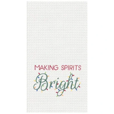 C & F Home C&f Home Making Spirits Bright Waffle Weave Kitchen Towel In White