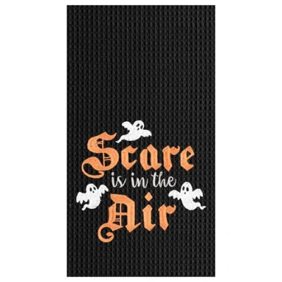 C & F Home C&f Home Scare Is In The Air Waffle Weave Kitchen Towel In Black