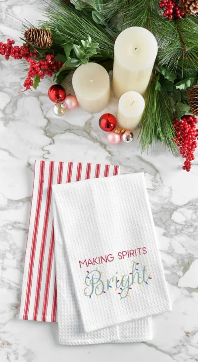 C & F Home C&f Home Making Spirits Bright Waffle Weave Kitchen Towel In White
