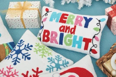 C & F Home C&f Home Merry And Bright Hooked Christmas Throw Pillow, 14" X 22" In Multi