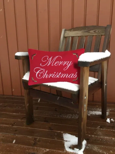 C & F Home C&f Home Merry Christmas Embroidered Small/petite Accent Pillow, 8" X 12" In Red