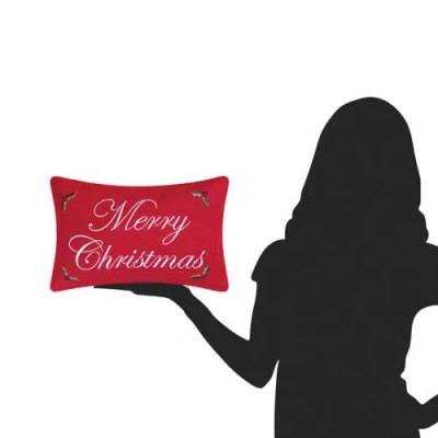 C & F Home C&f Home Merry Christmas Embroidered Small/petite Accent Pillow, 8" X 12" In Red