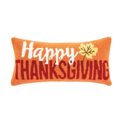 C & F Home C&f Home "happy Thanksgiving" Leaf Hooked Long Accent Pillow 12" X 24" In Orange
