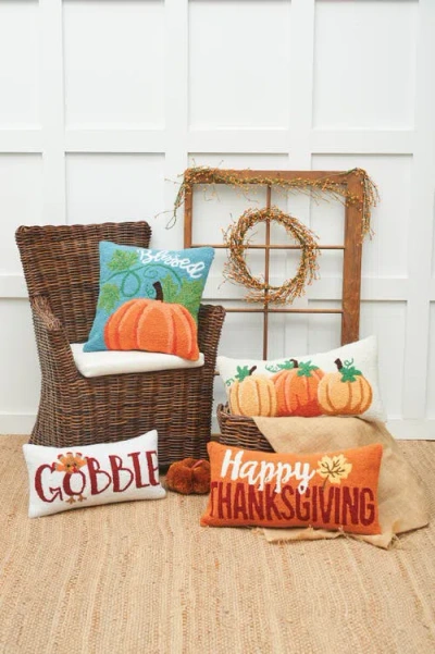 C & F Home C&f Home "happy Thanksgiving" Leaf Hooked Long Accent Pillow 12" X 24" In Orange
