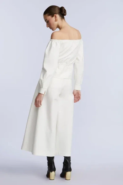 Bcbg Off Shoulder Drawstring Top In White