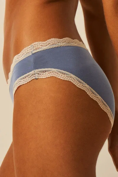 Stripe & Stare The Crossover Bra & Original Knicker Set In Blue