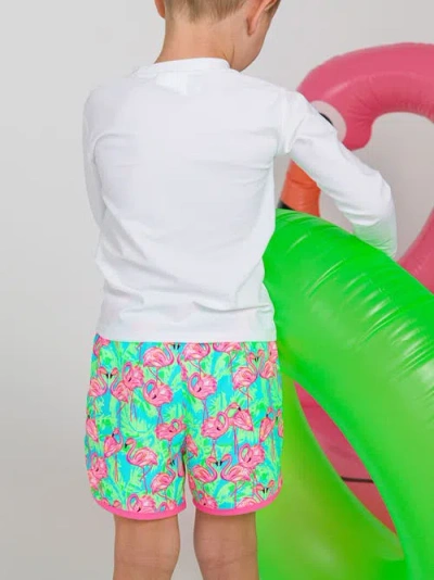 Ruggedbutts Boys Upf50+ Sun Protected Dolphin Hem Swim Trunks In Multi