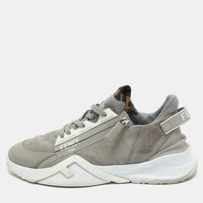 Pre-owned Fendi Multicolor Fabric And Leather Flow Low Top Sneakers Size 42