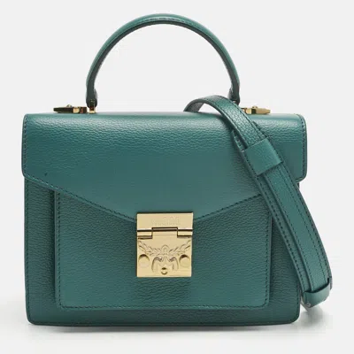 Pre-owned Mcm Teal Green Leather Patricia Top Handle Bag