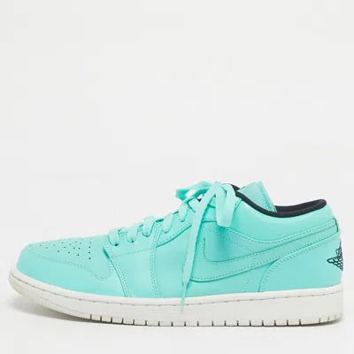 Pre-owned Air Jordans Green Leather Jordan 1 Low Hyper Turquoise Sneakers Size 44