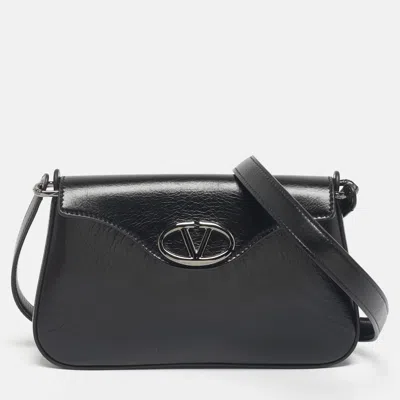 Pre-owned Valentino Garavani Black Leather The Bold Vlogo Shoulder Bag
