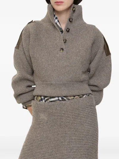 Burberry Pullover Mit Kurzer Knopfleiste In Gray