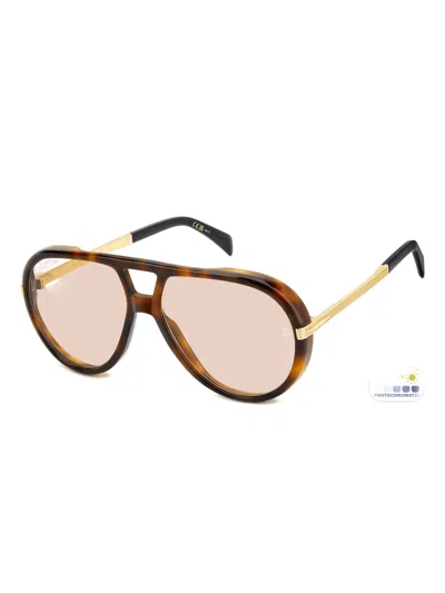 Eyewear By David Beckham Tortoiseshell-effect Pilot-frame Sunglasses In Brown