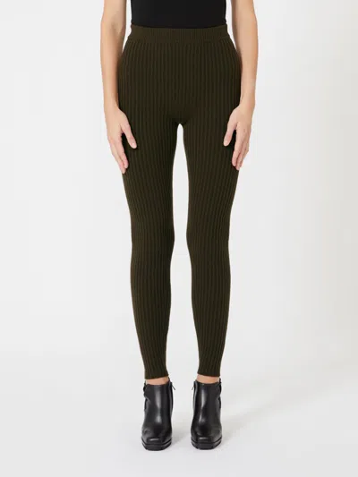 Max Mara Elastic Waist Leggings In Green