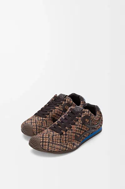 Loewe Ballet Runner 2.0 Leather-trimmed Checked Wool Sneakers In Brown
