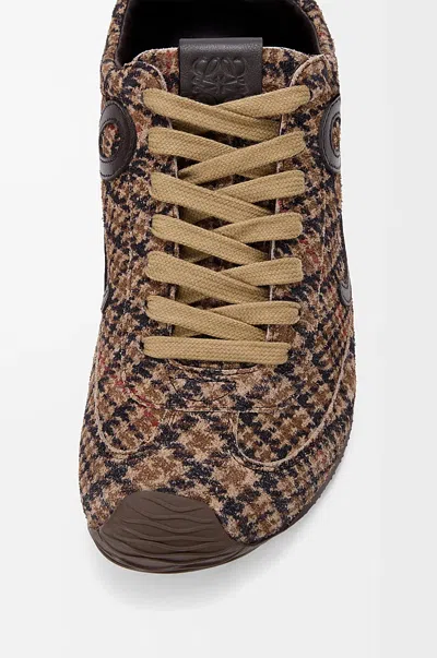Loewe Ballet Runner 2.0 Leather-trimmed Checked Wool Sneakers In Brown
