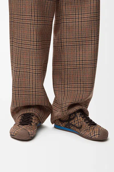 Loewe Ballet Runner 2.0 Leather-trimmed Checked Wool Sneakers In Brown